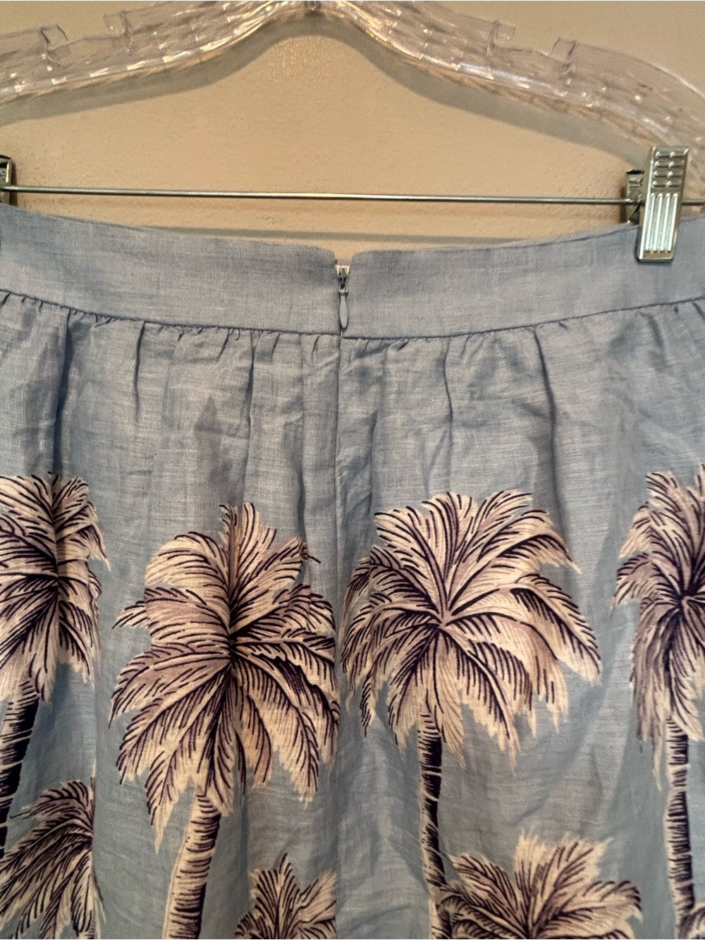 J. Crew Blue Palm-Print Linen, Lined Skirt 8 - Picture 4 of 6